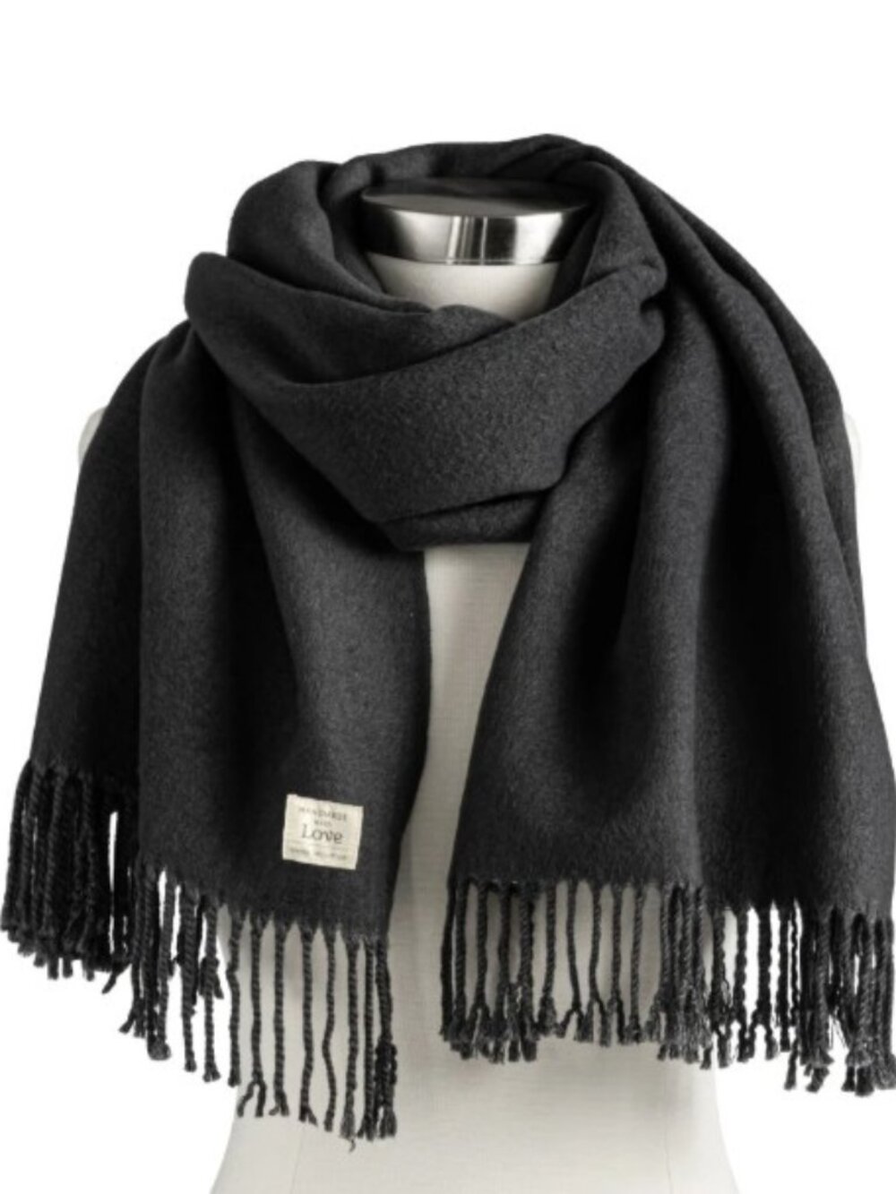 Demdaco Brand Light & Charcoal Gray Giving Collection Fringed Giving Wrap Scarf